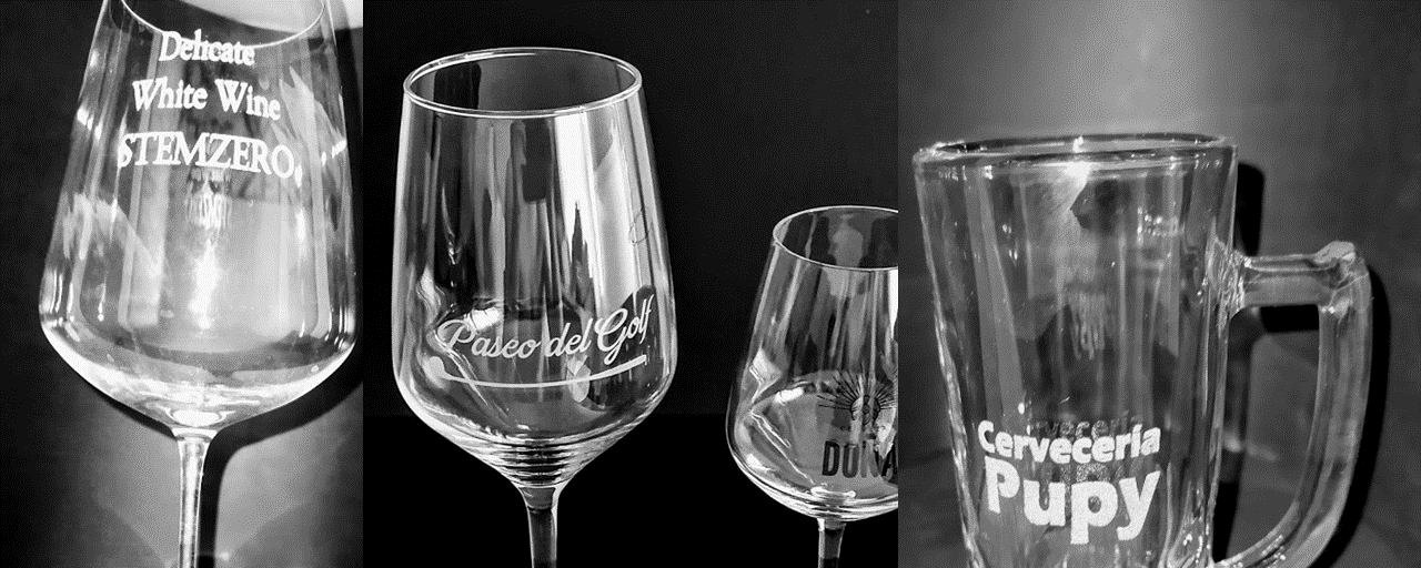 Copas, Vasos y Chopps de Vidrio con logo grabado vitrificable