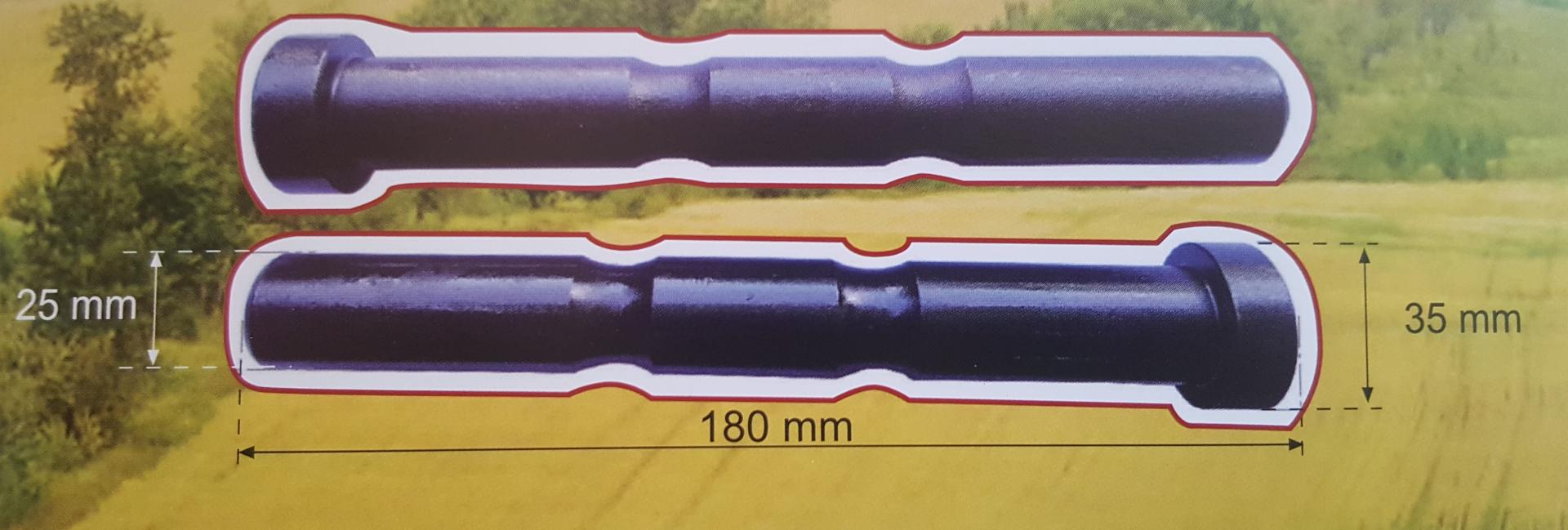 Bulón cilíndrico de acero pavonado C1045 tratado en caliente