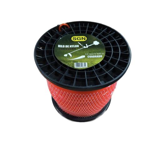 Hilo desbrozadora 3 mm x 400 m cuadrado - bobina naranja