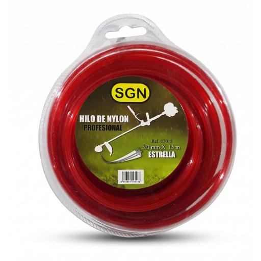 Hilo Nylon Desbroce 3,0MM x 15M, Estrella, Blister, Color rojo