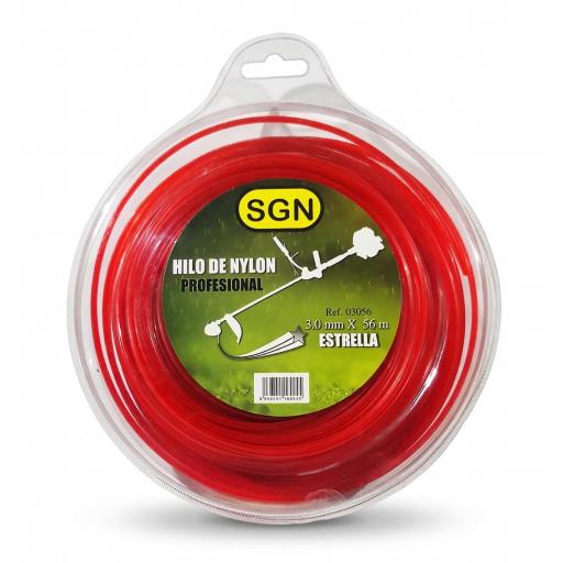 Hilo Nylon Desbroce 3,0MM x 56M, Estrella, Blister, Color rojo