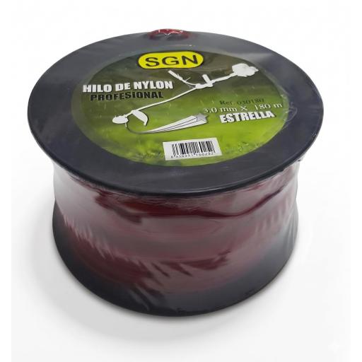 Hilo Nylon Desbroce 3,0MM x 180M, Estrella, Color rojo