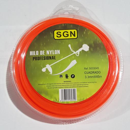 Hilo Nylon Desbroce 3,3MM x 45M, Cuadrado, Blister, Color naranja [0]
