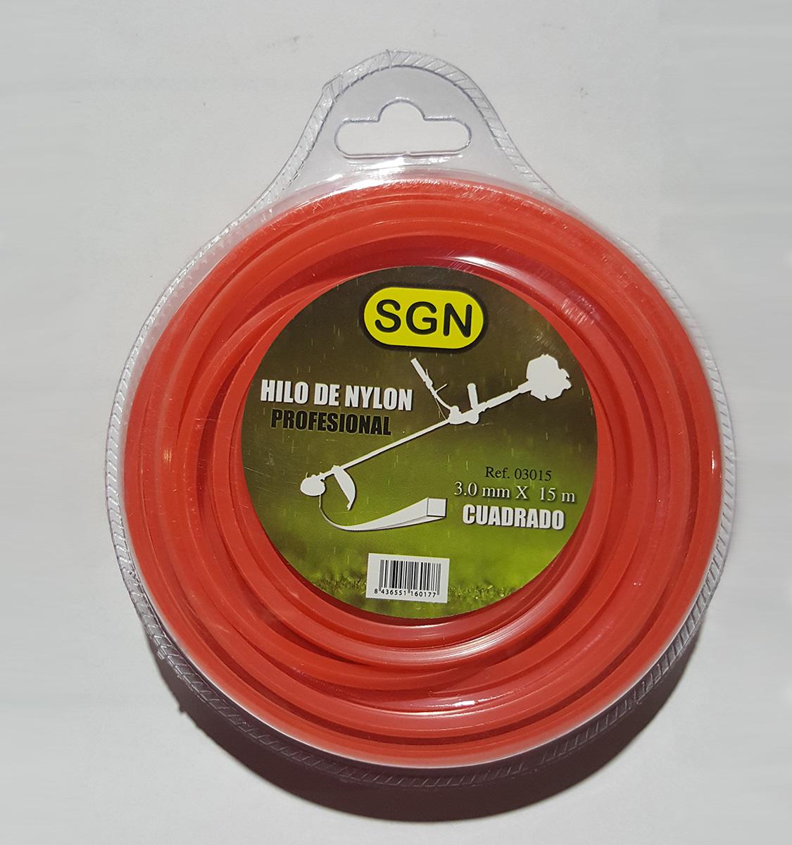 Hilo Nylon Desbroce 3,0MM x 15M, Cuadrado, Blister, Color naranja