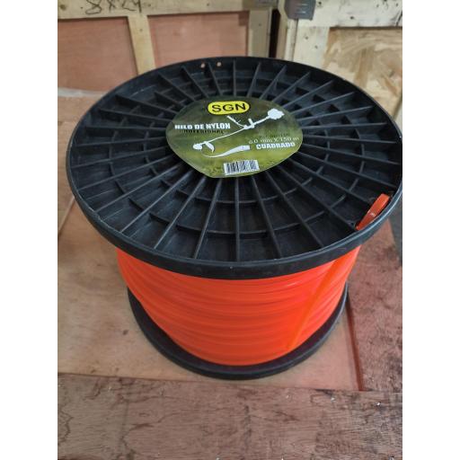 Hilo desbrozadora 6 mm x 150 m cuadrado - bobina naranja