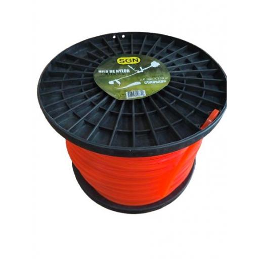 Hilo desbrozadora 6 mm x 150 m cuadrado - bobina naranja