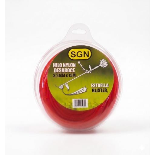Hilo Nylon Desbroce 3,3MM x 15M, Estrella, Blister, Color rojo [0]