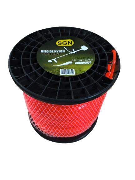Hilo desbrozadora 4 mm x 200 m cuadrado - bobina naranja
