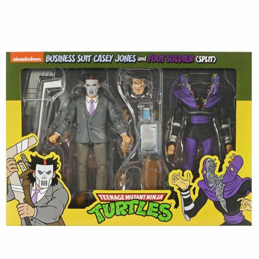 Figuras Tortugas Ninja Casey Jones & Split Foot Soldier Business Suit NECA 18 cm