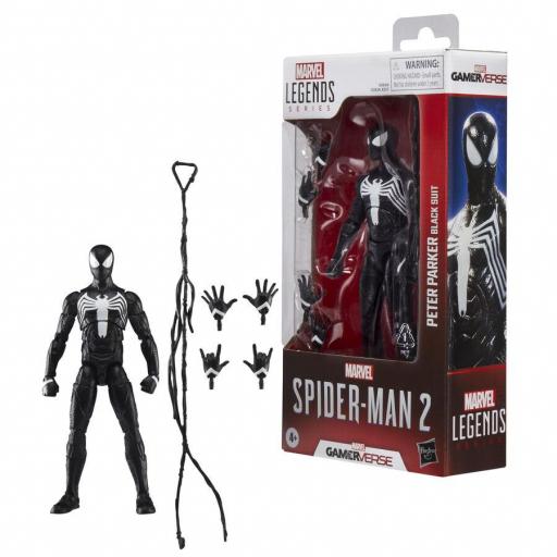 Figura Peter Parker Black Suit Spider-Man 2 Gameverse Marvel Legends Hasbro 15 cm