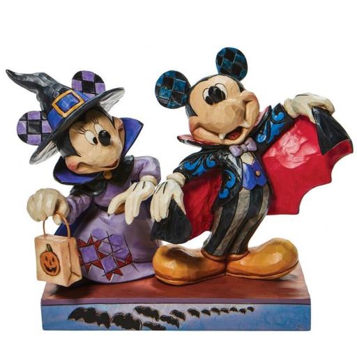 Figura Enesco Disney Mickey Mouse y Minnie Mouse Vampiro y Bruja 13 cm