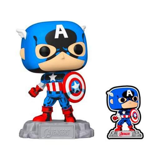 Figura Funko Pop! con Pin Marvel Capitán América 9 cm