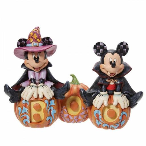 Figura Enesco Disney Mickey Mouse y Minnie Mouse Vampiro y Bruja 18 cm