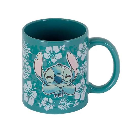 Taza Stitch Flores Azules Disney 