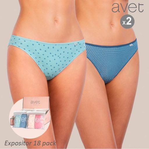 Braga bikini mujer algodón pack2 expositor 18 Avet