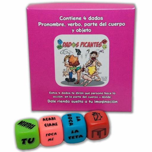 DIABLO PICANTE - JUEGO 4 DADOS PRONOMBRE, VERBO, PARTE DEL CUERPO Y LUGAR [0]