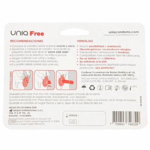 UNIQ - FREE PRESERVATIVOS CON ARO PROTECTOR SIN LATEX 3 UNIDADES [1]