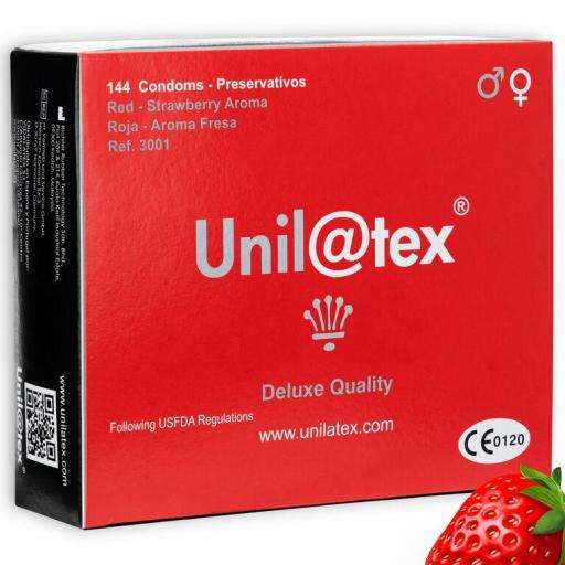 UNILATEX - PRESERVATIVOS ROJOS/FRESA 144 UDS