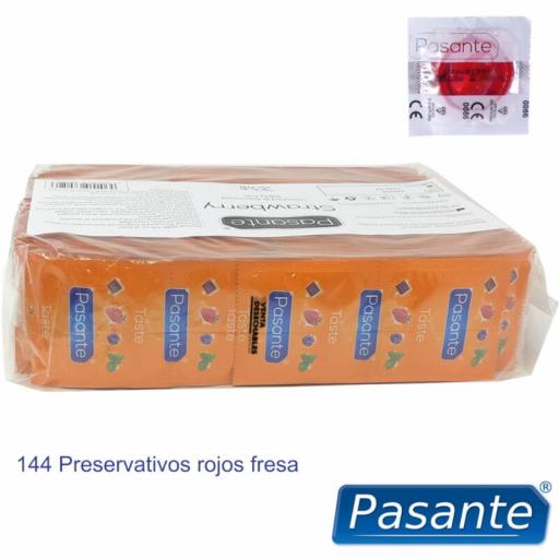PASANTE - PRESERVATIVO SABOR FRESA BOLSA 144 UNIDADES [2]
