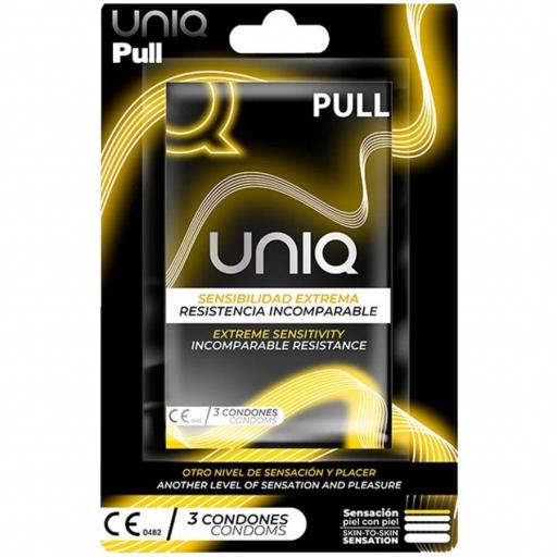UNIQ - PULL PRESERVATIVOS CON TIRAS SIN LÃTEX 3 UNIDADES