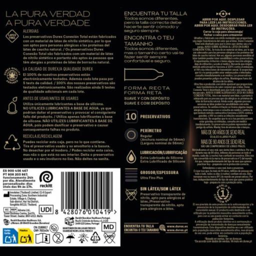 DUREX - CONEXIÃN TOTAL ULTRA FINO PLUS SIN LÃTEX 10 UNIDADES [3]