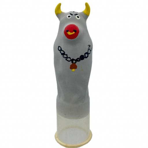 CONDOMERIE - PRESERVATIVO DECORATIVO PINTADO A MANO TORO GRIS MODELO XL [1]