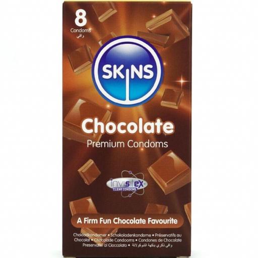 SKINS - PRESERVATIVOS PREMIUM SABOR CHOCOLATE PACK 8