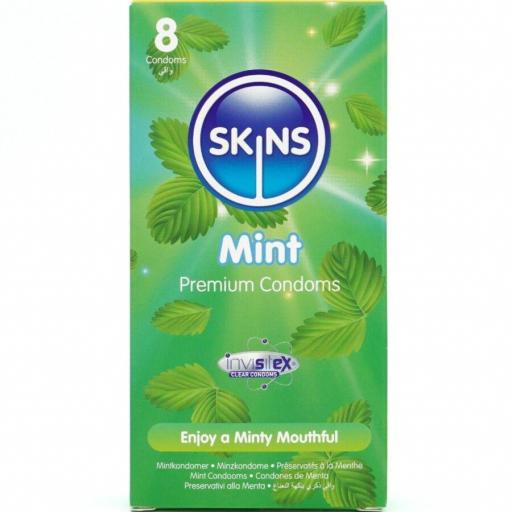 SKINS - PRESERVATIVOS PREMIUM SABOR MENTA PACK 8 [0]
