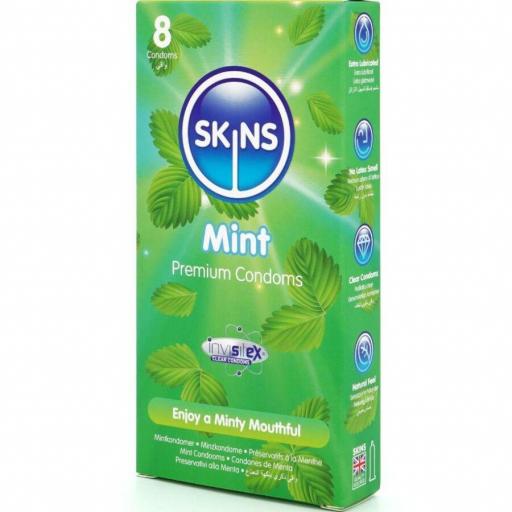 SKINS - PRESERVATIVOS PREMIUM SABOR MENTA PACK 8 [1]