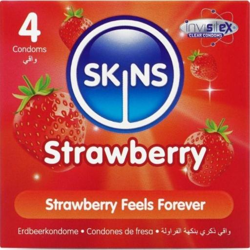 SKINS - PRESERVATIVOS PREMIUM SABOR FRESA PACK 4 [0]
