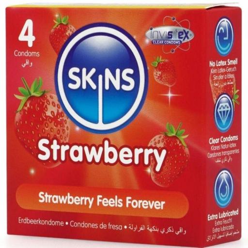 SKINS - PRESERVATIVOS PREMIUM SABOR FRESA PACK 4 [1]