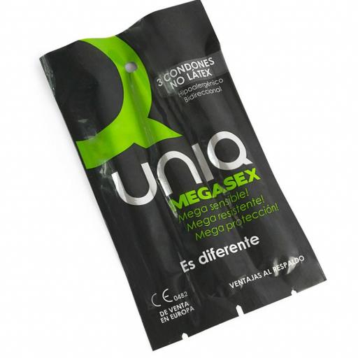 UNIQ - MEGASEX PRESERVATIVOS SENSITIVOS CON LIGUERO SIN LATEX 3 UNIDADES [0]