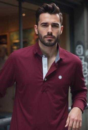 Polo Burdeos Urban Button