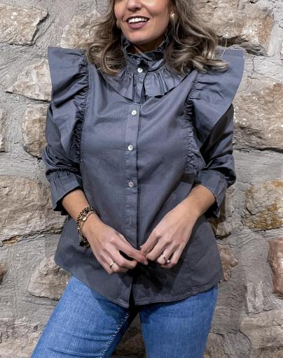 Blusa Volantes Gris