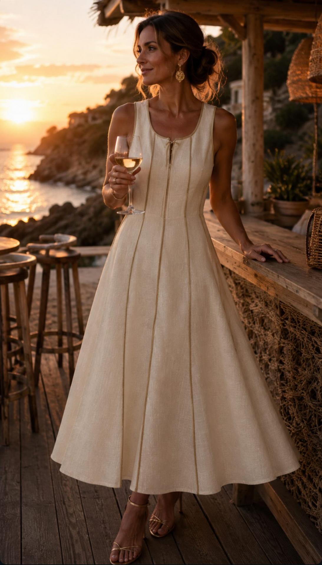 Vestido Marfil Camel