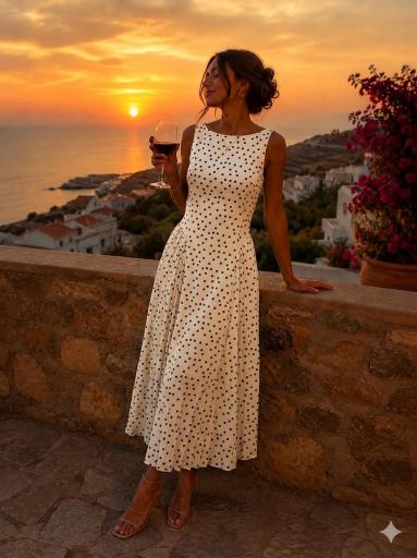 Vestido Marfil Lunares 