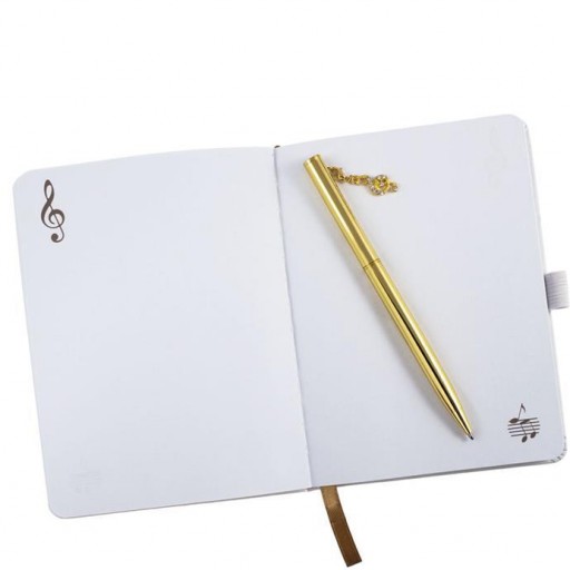 Agenda notas Música blanca oro con bolígrafo [1]