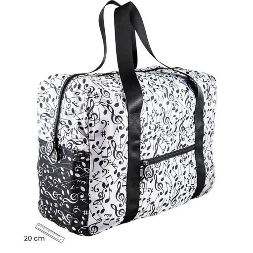 Bolsa Deportes Plegable Blanca y Negro con motivos musicales [2]