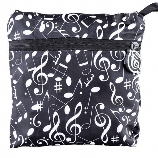 Bolsa Deportes Plegable Blanca y Negro con motivos musicales [1]