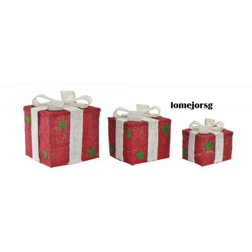 juego-tres-cajas-regalos-rojas-lazos-beig-con-luz-led-item-NV-151109/1-decoracion-regalo-navidad-lomejorsg.jpg