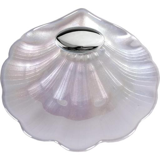 Estuche Vela oval y Concha Bautismo Nácar Plata Bilaminada [2]