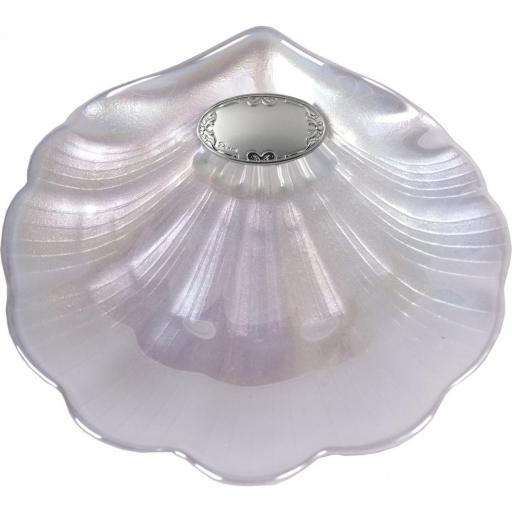 Estuche Vela oval y Concha Bautismo Nácar Plata Bilaminada [1]