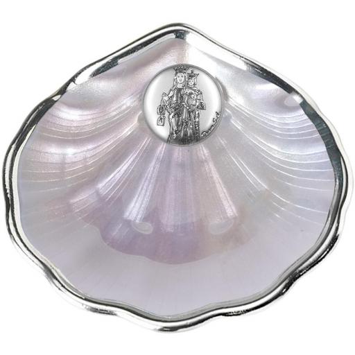 Estuche Concha Bautismo Cristal Nácar Filo Baño Plata con plata Bilaminada Virgen y 4 cubiertos en acero [3]