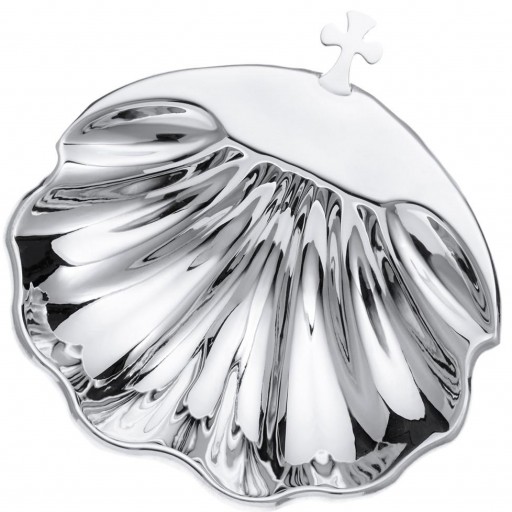 Concha Bautismo Plata Ley 925 de 9x10 cm con cruz estuchada [0]