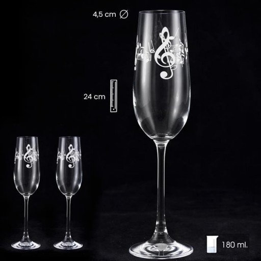 Juegos 2 Copas Cristal Cava notas musicales talla Blanca [0]