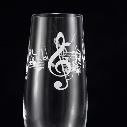 Juegos 2 Copas Cristal Cava notas musicales talla Blanca [1]