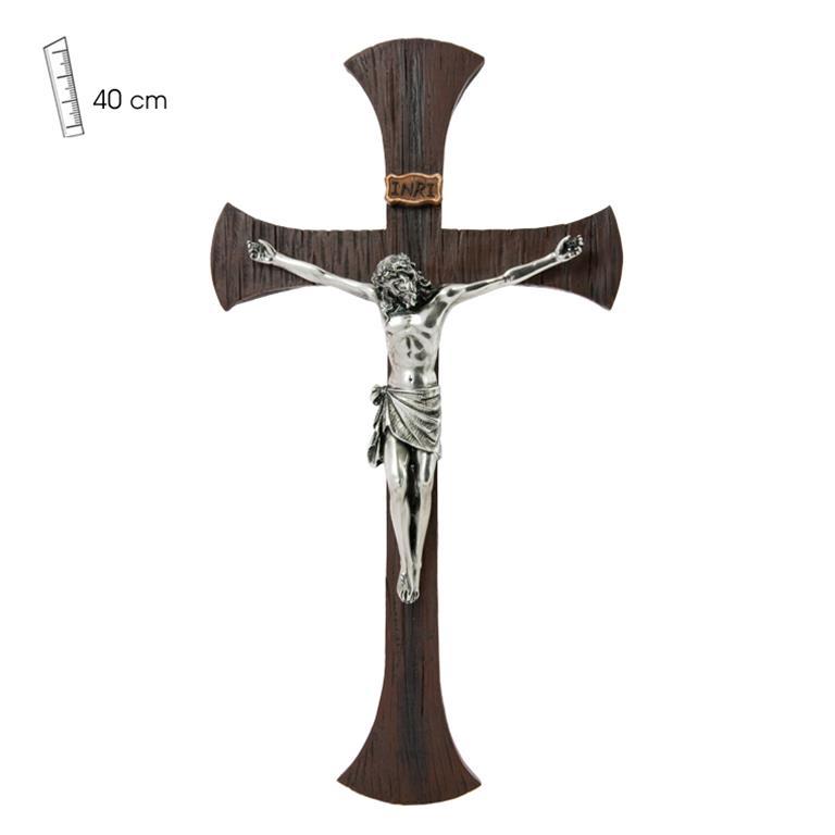 Crucifijo pared con Cristo en plara de 40 cm en resina : 31.20 euros