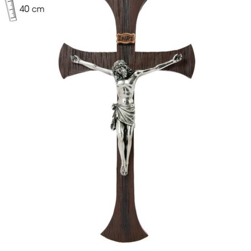Crucifijo Pared Resina Cristo Plata 40 cm