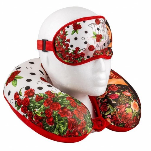 Set cojín viaje con antifaz decorado flamenca [3]