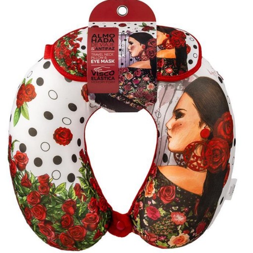 Set cojín viaje con antifaz decorado flamenca [4]